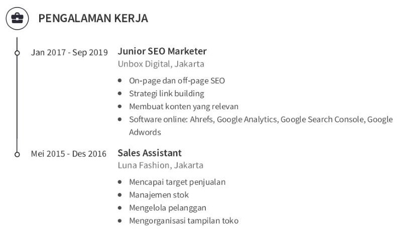 Pengalaman kerja untuk layanan pelanggan cv